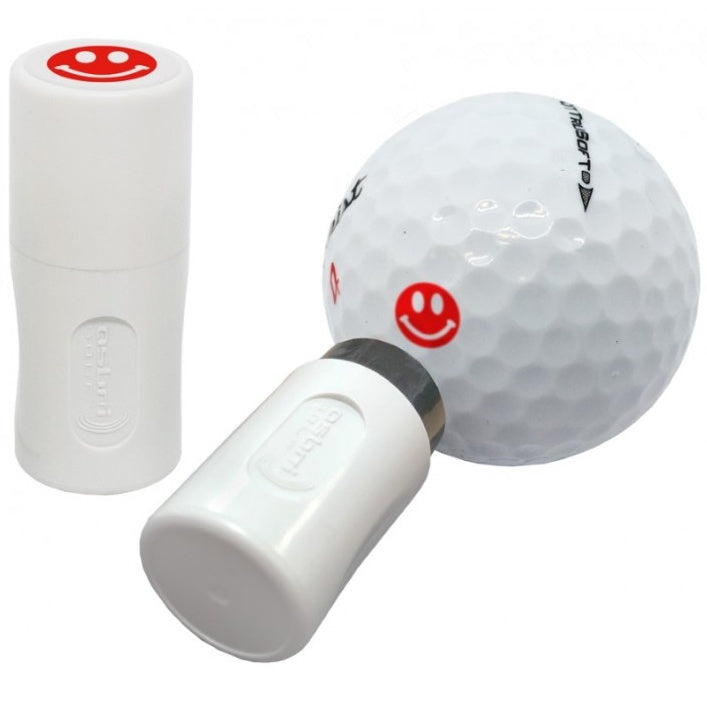 Golfbal stempel smiley rood