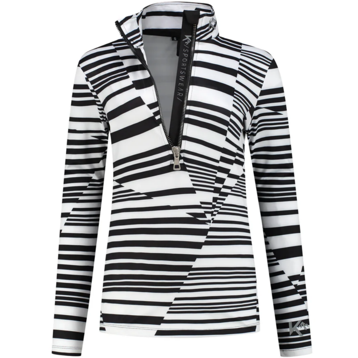 Kou Sportswear Stripes dames midlayer Zwart Wit