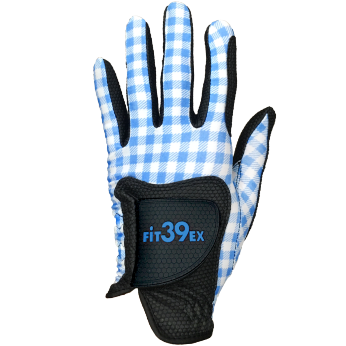 FIT39EX CHBL/BL golfhandschoen Zwart Blauw wit geruit