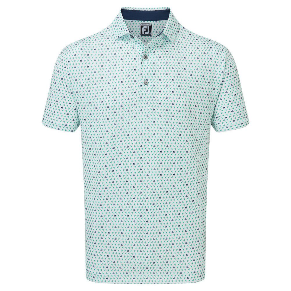 Footjoy Flying Wasp Print Lisle 31934 heren polo White/Emerald/Navy
