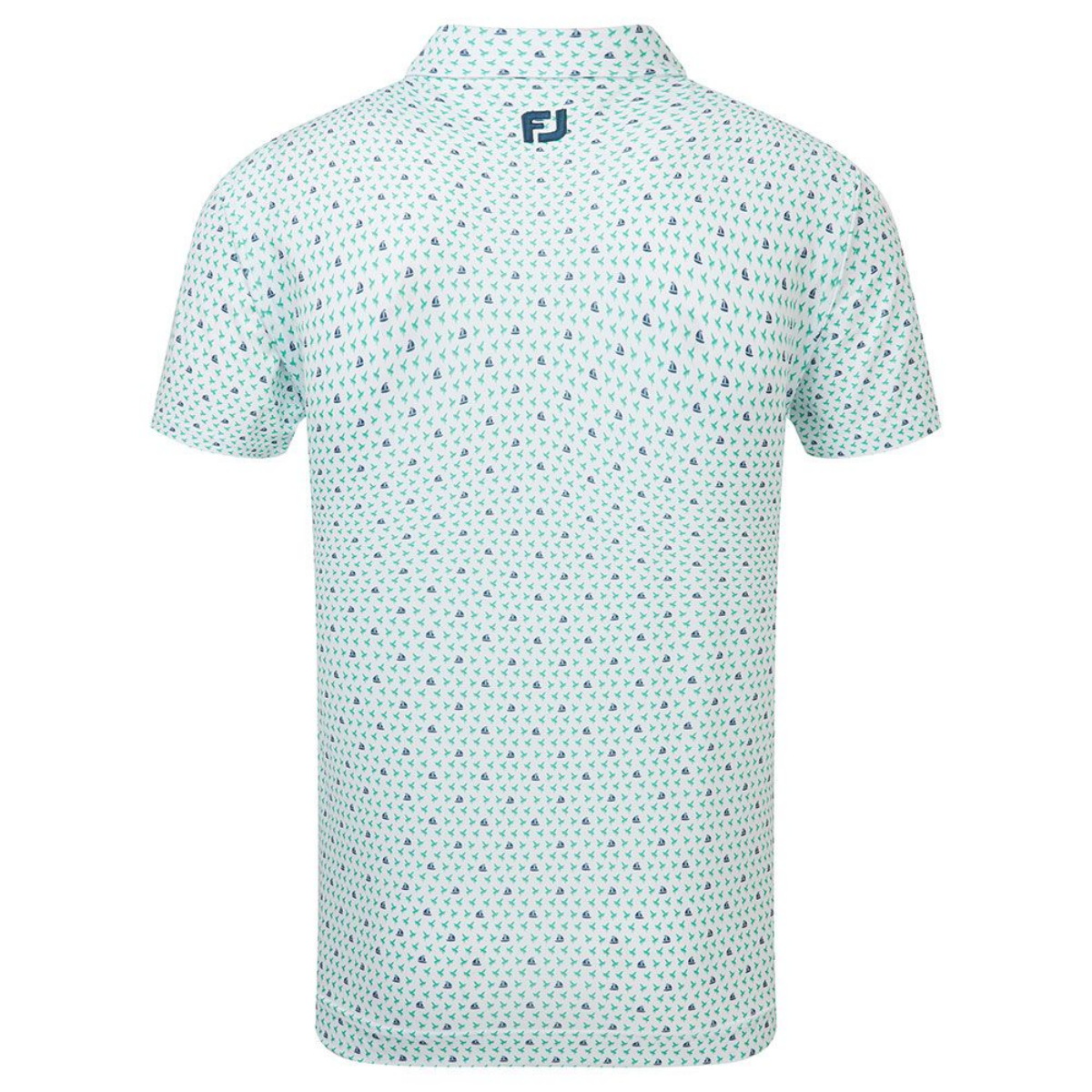 Footjoy Flying Wasp Print Lisle 31934 polo White/Emerald/Navy