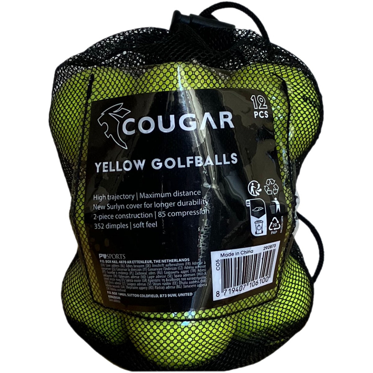 Cougar golfballen 12 stuks Geel
