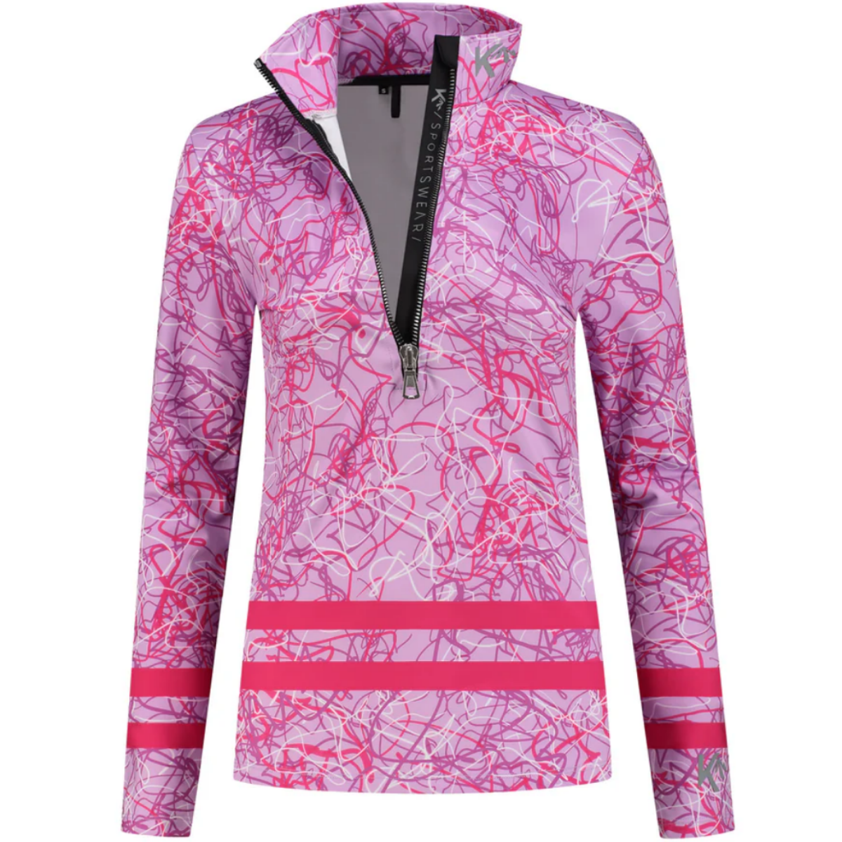 Kou Sportswear Geolines dames midlayer Paars/Roze