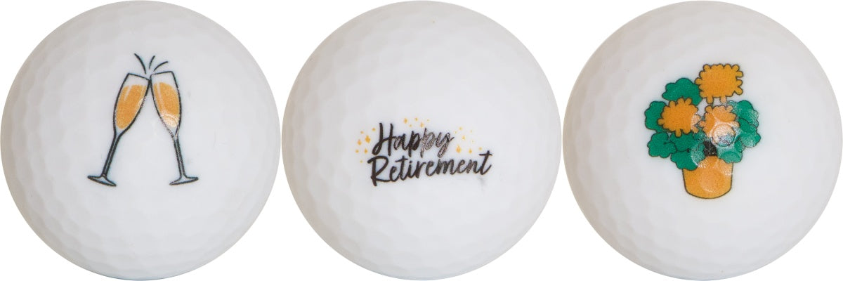 Golfballen WS9900142 set van 3 Happy Retirement