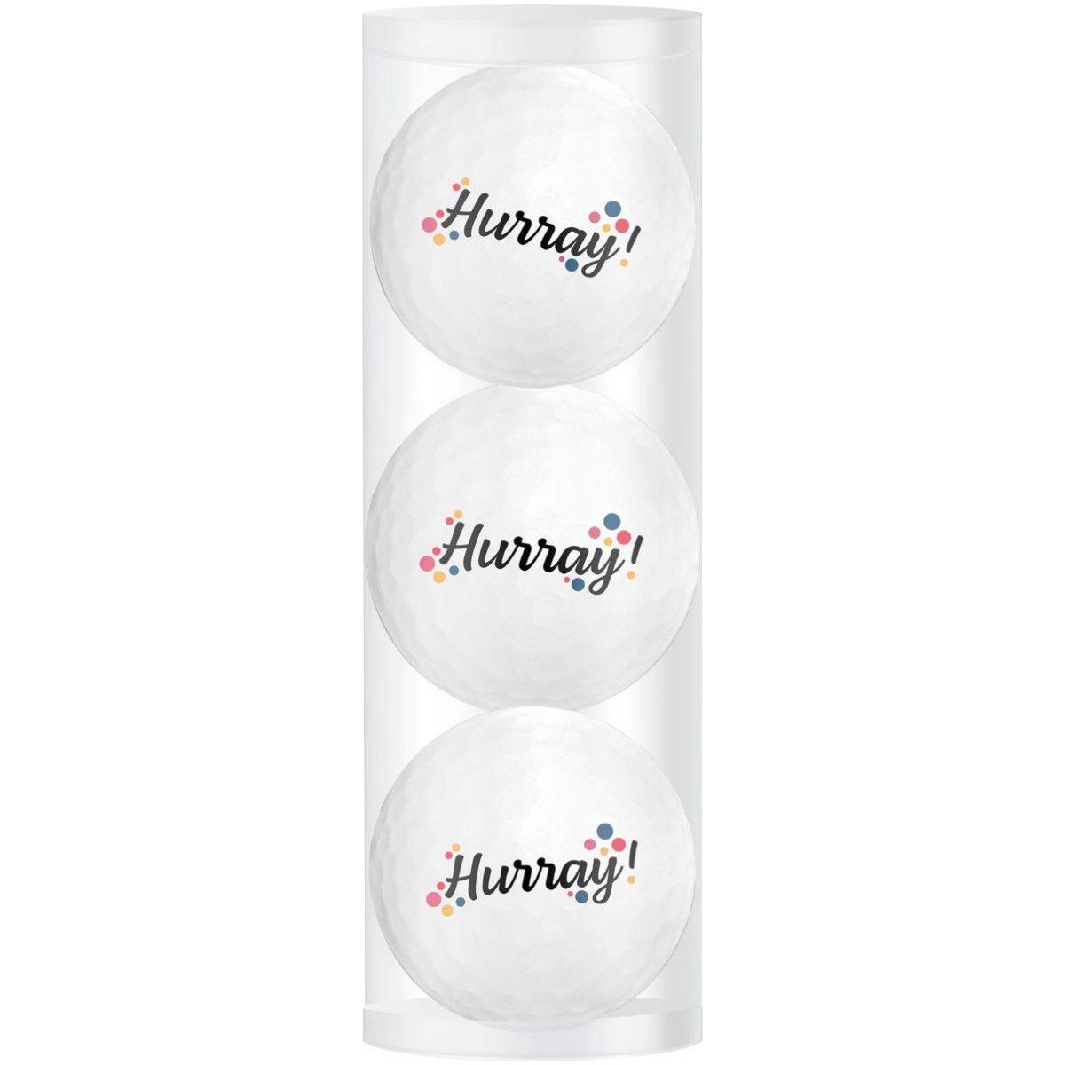 Golfballen WS9900101 set van 3 met print "Hurray".