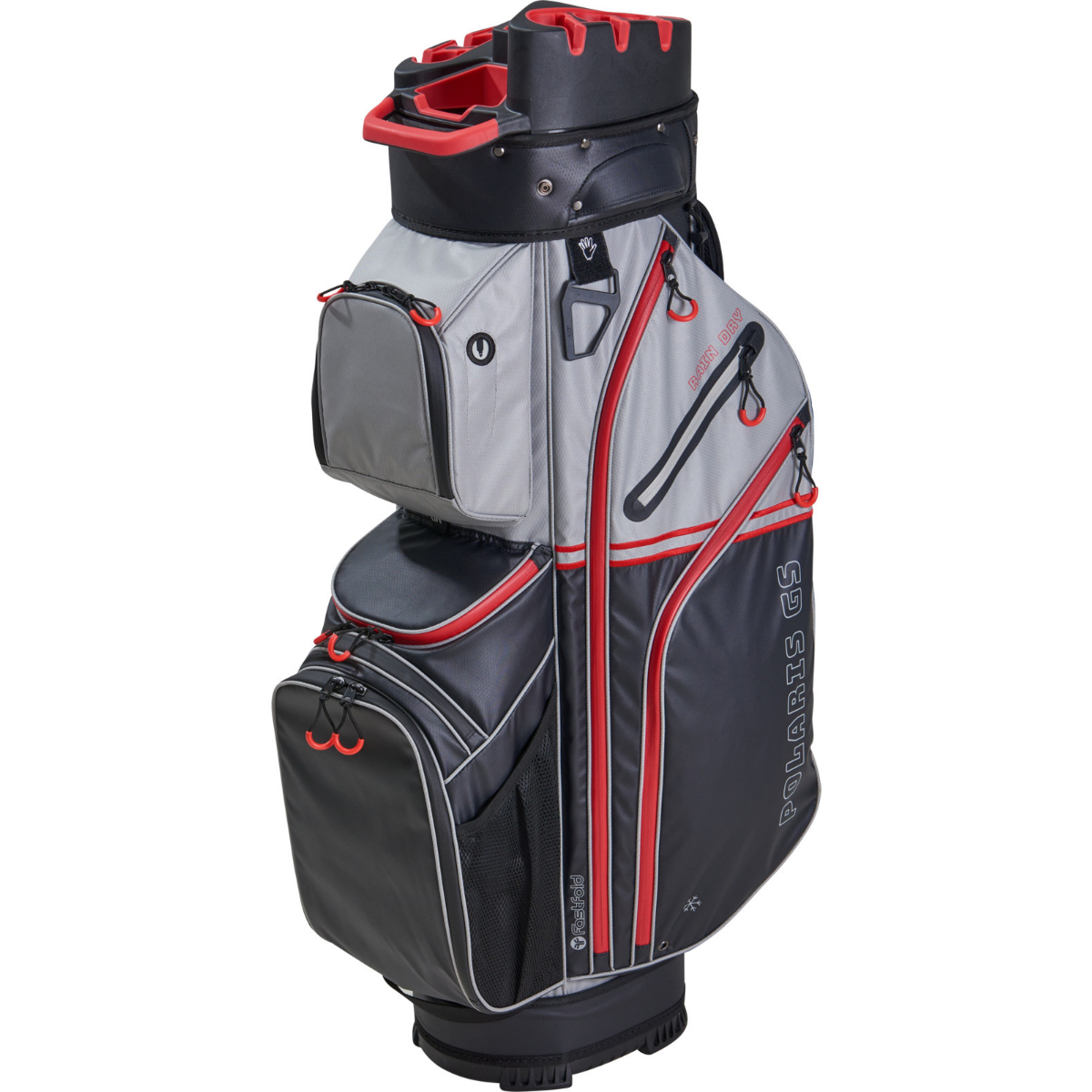 Fastfold Polaris Cartbag Rain Dry Zilver/Zwart/Rood
