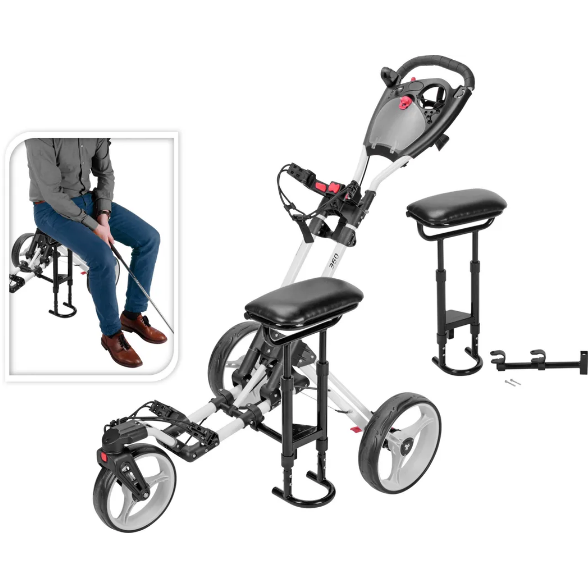 Fastfold golftrolleystoeltje met connector