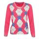 Girls Golf knitted sweater Rhombus  pink