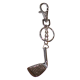 Golf sleutelhanger. Zilverkleurige golfclub sleutelhanger.