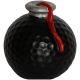 Golfbal beeldje zwart met rood lontje