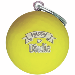 Golfbal sleutelhanger Happy Birdie Geel