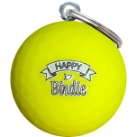 Golfbal sleutelhanger Happy Birdie Geel
