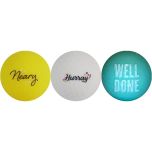 Golfballen WS9900092 set van 3 met print "Neary, Hurray en Well Done".
